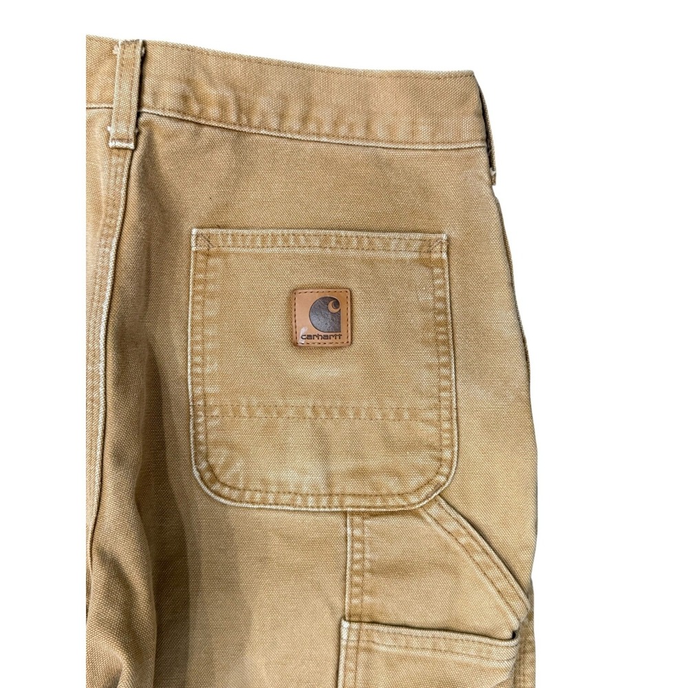 Carhartt Flannel Lined Canvas Work Pants Men 30x32 Tan Original Fit Straight Leg - Picture 10 of 14